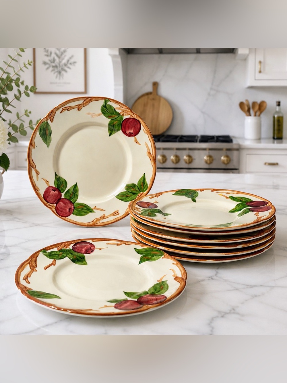 Franciscan Apple USA Salad Plates 7.5” Set of 8 Mid Century Vintage